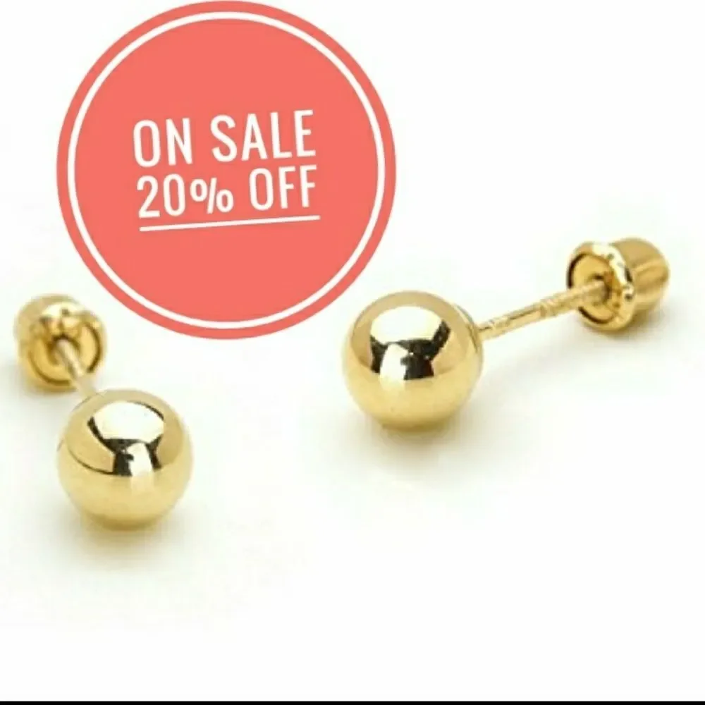 14k Yellow Gold 4mm Ball Screwback Earrings